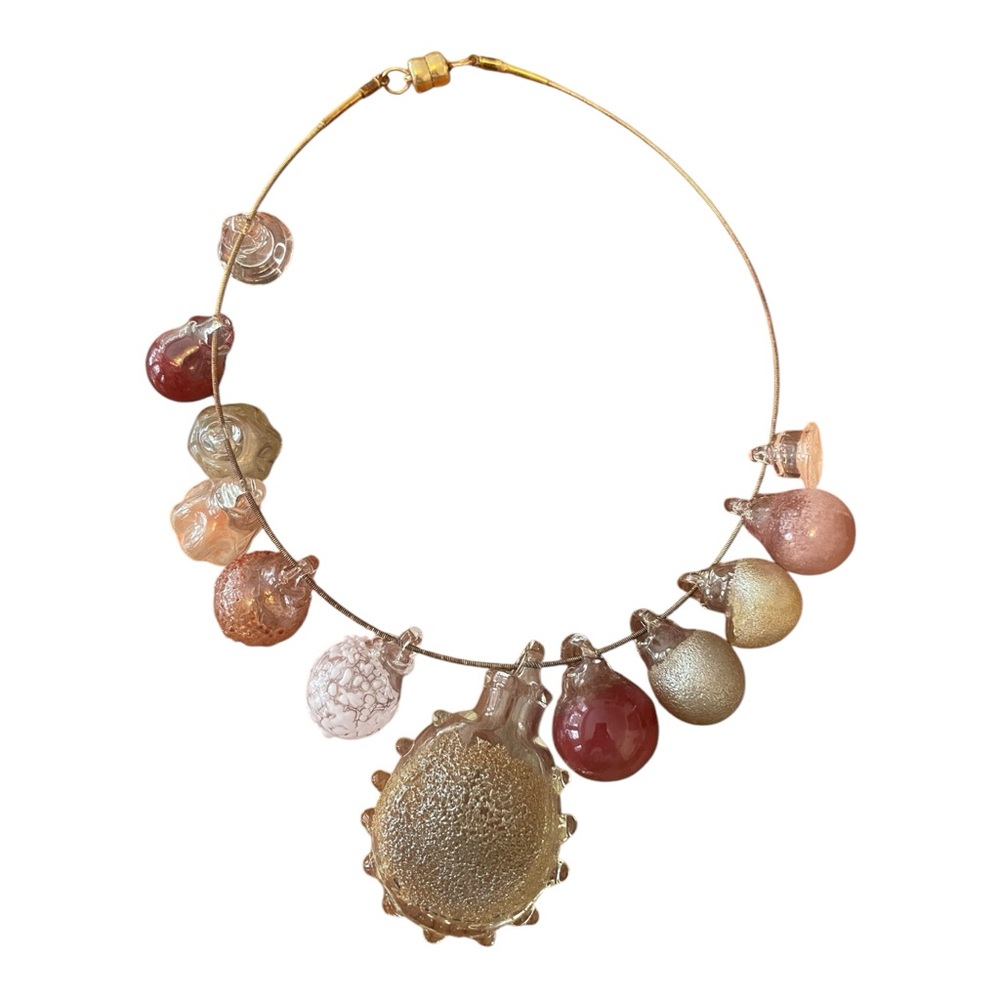 Melissa Schmidt Hand Blown Glass Bead Cluster Collar Choker  Necklace - Picture 6 of 9